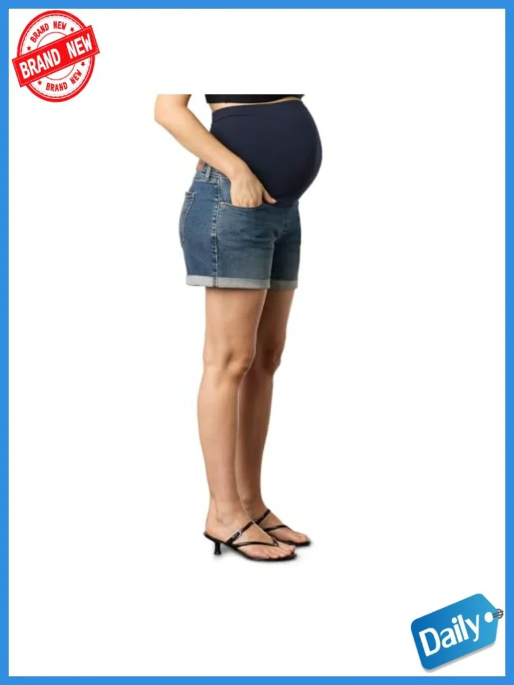 Maternity Comfort-Stay Jean Shorts with SoftStay Belly Band